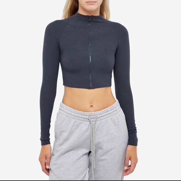 LIKE NEW JOAH BROWN CROP ZIP LONG SLEEVE - Picture 5 of 8